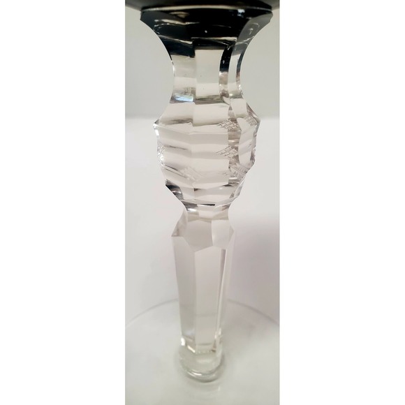 Incredible Bohemian Crystal Pair of Stemware Ruby Red & Clear Etched Faceted 8" - Picture 7 of 9